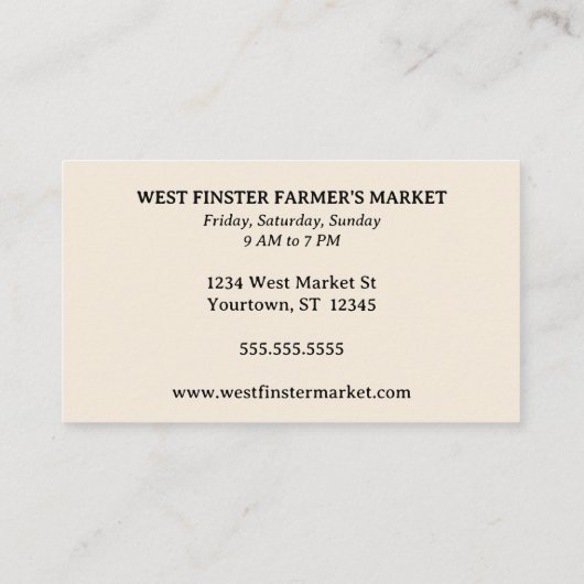 Groenten- en fruittelers CSA Visitekaartje (Achterkant)