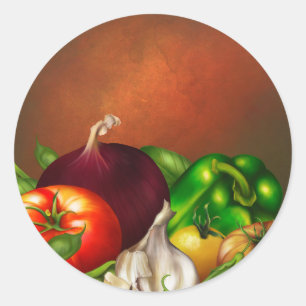 Groenten en Kruiden Biologische Natuurlijke Groent Ronde Sticker