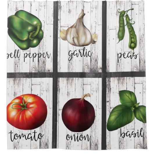 Groenten en kruiden Rustic Modern Farmhouse Douchegordijn (Voorkant)