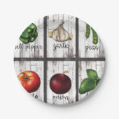 Groenten en kruiden Rustic Modern Kitchen Food Art Papieren Bordje (Voorkant)