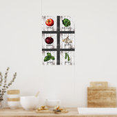 Groenten en kruiden Rustic Modern Kitchen Wall Art Poster (Keuken)