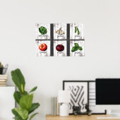 Groenten en kruiden Rustic Modern Kitchen Wall Art Poster (Thuiskantoor)