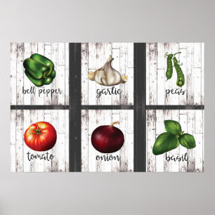 Groenten en kruiden Rustic Modern Kitchen Wall Art Poster