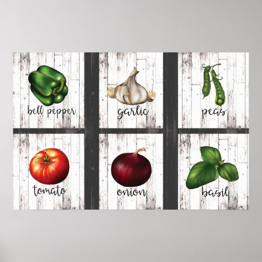 Groenten en kruiden Rustic Modern Kitchen Wall Art Poster (Voorkant)
