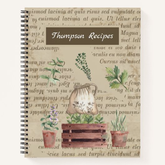 Groenten en kruiden rustige elegante recepten notitieboek (Voorkant)