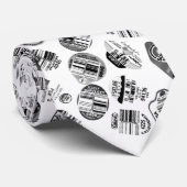 Groenten Fruit Barcode Sticker Zwart Wit Stropdas (Opgerold)