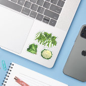  groenten, groene bonen, sla bloemkool sticker (Laptop met iPhone)