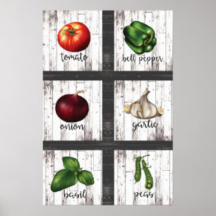 Groenten & Kruiden Rustische Moderne Keuken Muur K Poster