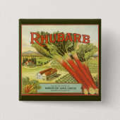  groenten kunnen kunst, Boerderij van Rhubarb, eti Vierkante Button 5,1 Cm (Voorkant)