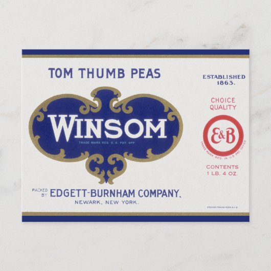 groenten kunnen kunst labelen, winsom erwten briefkaart (Voorkant)