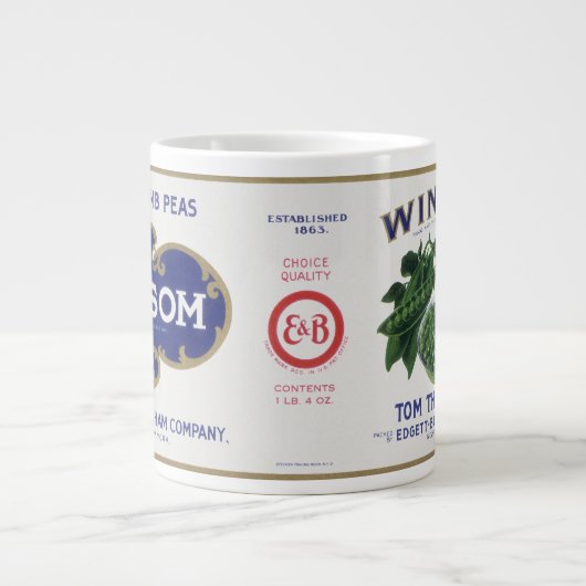 groenten kunnen kunst labelen, winsom erwten grote koffiekop (Voorkant)