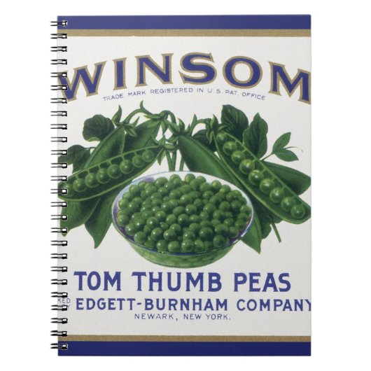 groenten kunnen kunst labelen, winsom erwten notitieboek (Voorkant)