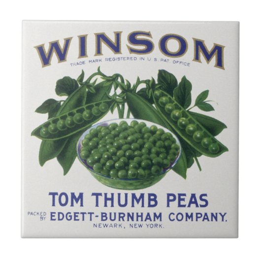  groenten kunnen kunst labelen, winsom erwten tegeltje (Voorkant)