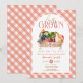 Groenten lokaal geteeld Baby shower Gingham Kaart (Voorkant / Achterkant)