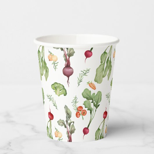 Groenten Patroon Boeren Markt Lokaal Geteeld Papieren Bekers (Links)