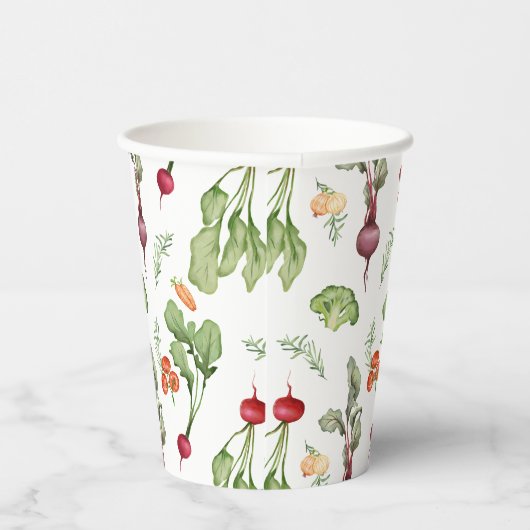 Groenten Patroon Boeren Markt Lokaal Geteeld Papieren Bekers (Rechts)