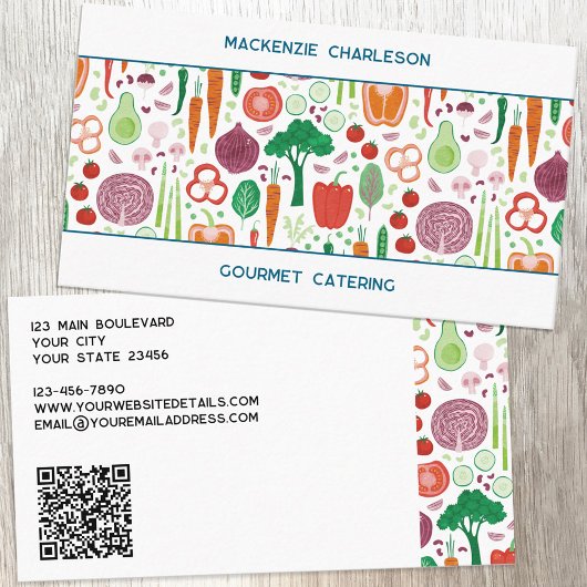 Groenten Patroon Catering QR code Visitekaartje