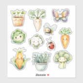 Groenten Planten Vlinders Bijen Weinig spruit Sticker (Vel)