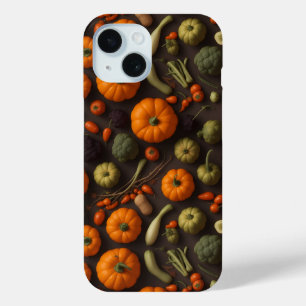 Groenten plat uitzicht, oogst, Thanksgiving thema iPhone 15 Case