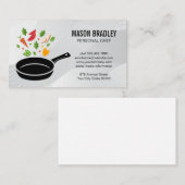 Groenten roerbakken in gietijzeren pan visitekaartje (Voorkant / Achterkant)