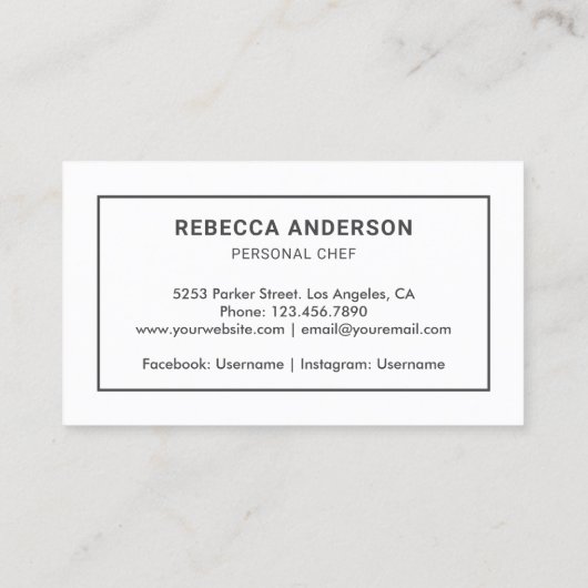 Groenten Snijplank Catering Personal Chef Visitekaartje (Achterkant)