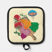 Groenten soep gele pottenhouder pannenlap (Voorkant)