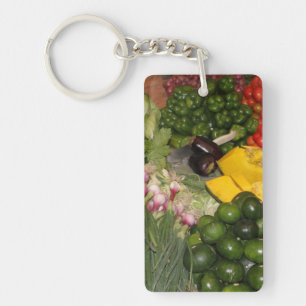 Groenten Verse Rijpe Tuin Gemengde Oogstmarkt Sleutelhanger