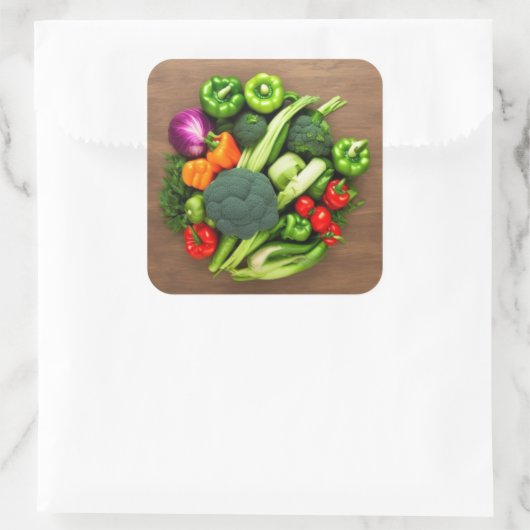 Groenten Vierkante Sticker (Tas)