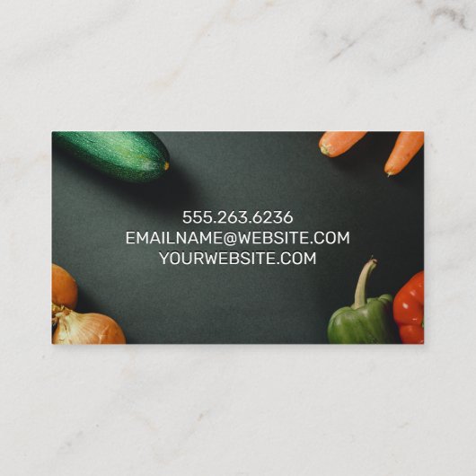 Groenten | Zwarte achtergrond Visitekaartje (Achterkant)
