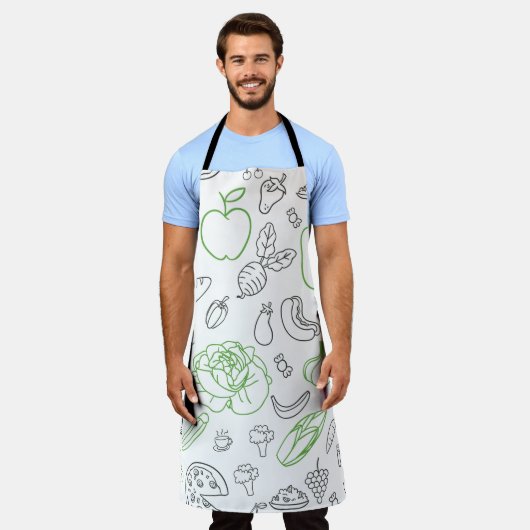 Groentenpatroon groot Schort (Gedragen)