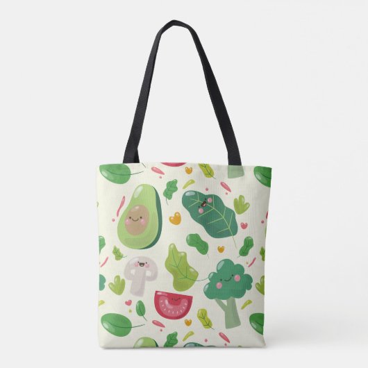Groentenpatroon vegetatie met cricausachtige carto tote bag (Achterkant)