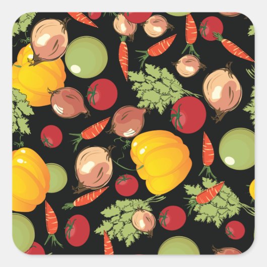 Groentenpatroon Vierkante Sticker (Voorkant)