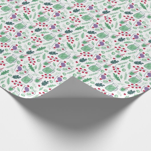 Groentesaladpatroon met naam groen cadeaupapier (Hoek)