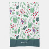 Groentesaladpatroon met naam groen theedoek (Verticaal)