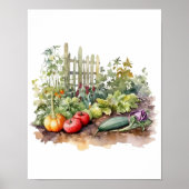 Groentetuin Aquarelprint Muurkunst Poster (Voorkant)