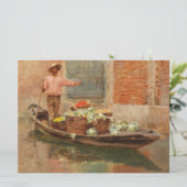 Groenteverkoper in Venetië (door Vincenzo Caprile) Kaart (Staand voorkant)