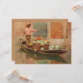 Groenteverkoper in Venetië (door Vincenzo Caprile) Kaart (Voorkant / Achterkant in situ)