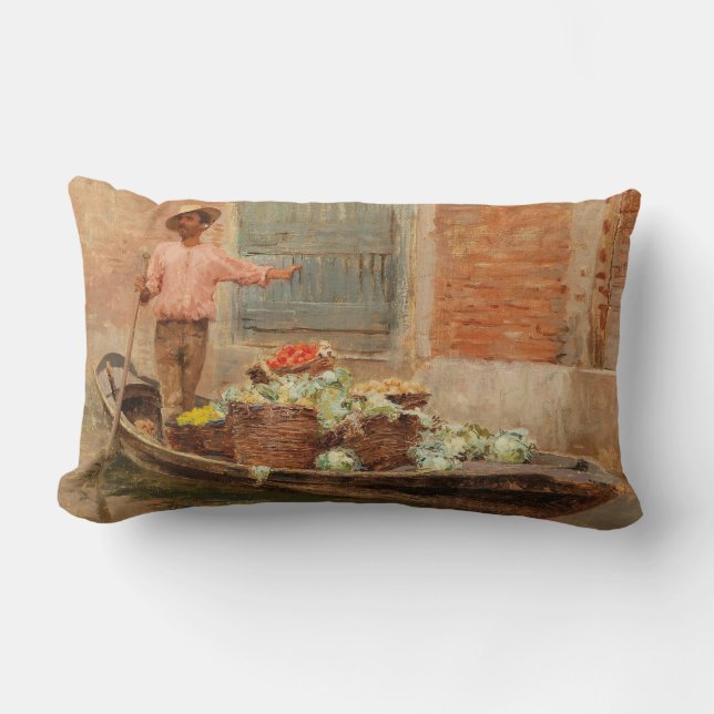 Groenteverkoper in Venetië (door Vincenzo Caprile) Kussen (Voorkant)