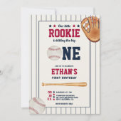  groentje baseball red blauw 1 ^ e verjaardag kaart (Voorkant)