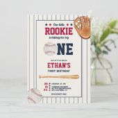  groentje baseball red blauw 1 ^ e verjaardag kaart (Staand voorkant)