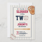  groentje baseball red blauw tweede verjaardag kaart (Voorkant)