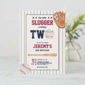  groentje baseball red blauw tweede verjaardag kaart (Staand voorkant)