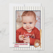  groentje baseball red blauw tweede verjaardag kaart (Achterkant)