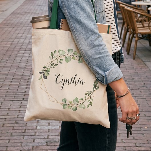 Groenvoorziening Eucalyptus Geometrisch Frame Brui Tote Bag