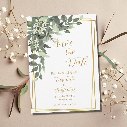 Groenvoorziening Eucalyptus Gouden Frame QR-code H Save The Date