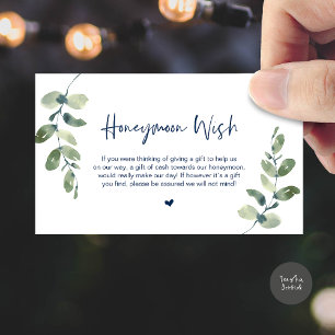 Groenvoorziening Eucalyptus, Rustic Honeymoon Wens Informatiekaartje