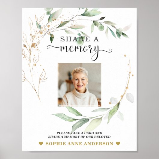Groenvoorziening Gouden Herinnering Funeral Card S Poster (Voorkant)
