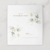 Groenwit Bloem Gouden Doop Tafelnummer   Plaatskaartje (Buitenkant ongevouwen)