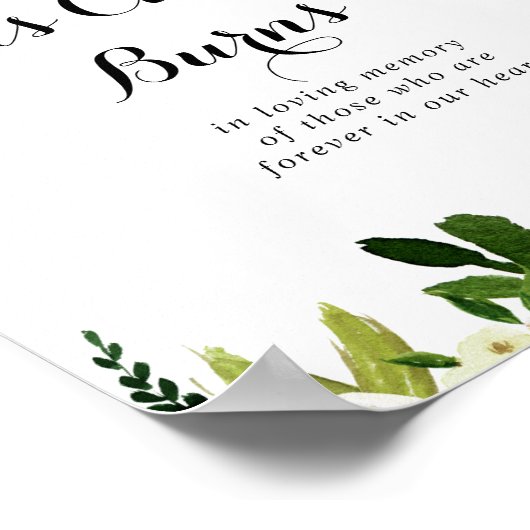 Groenwit bloemig Kaars brandt bord Poster (Hoek)