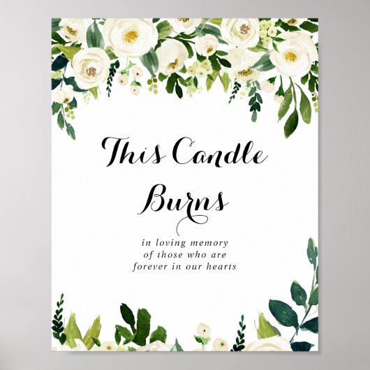Groenwit bloemig Kaars brandt teken Poster (Voorkant)